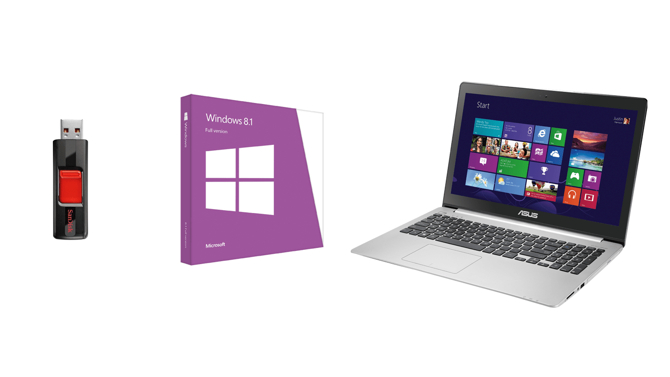 Фото флешки, Windows 8 и ноутбука